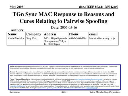 doc.: IEEE /xxxxr0 May 2005 May 2005