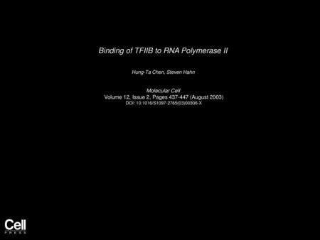 Binding of TFIIB to RNA Polymerase II