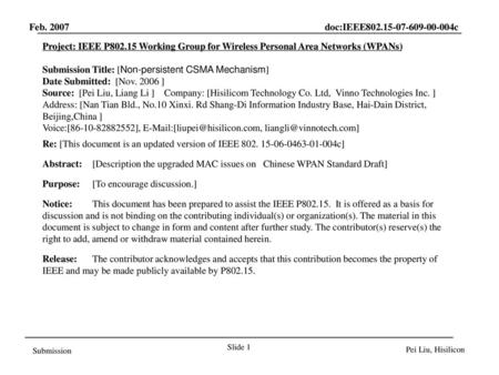 Submission Title: [Non-persistent CSMA Mechanism]