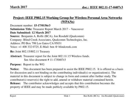 March 2017 doc.: IEEE /0407r3 March 2017