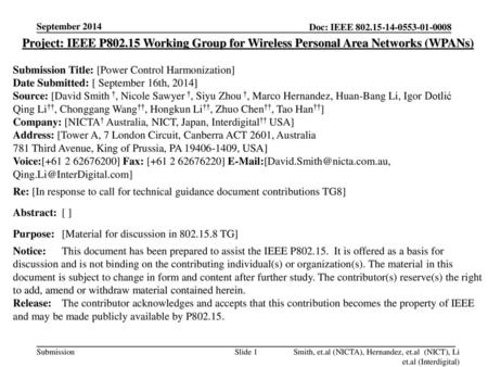 <month year> <doc.: IEEE doc> September 2014