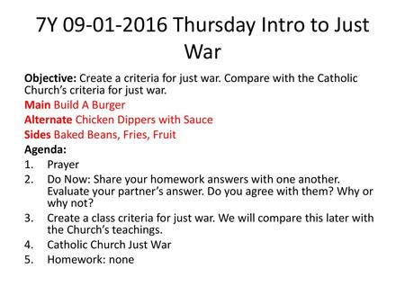 7Y Thursday Intro to Just War