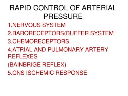 RAPID CONTROL OF ARTERIAL PRESSURE