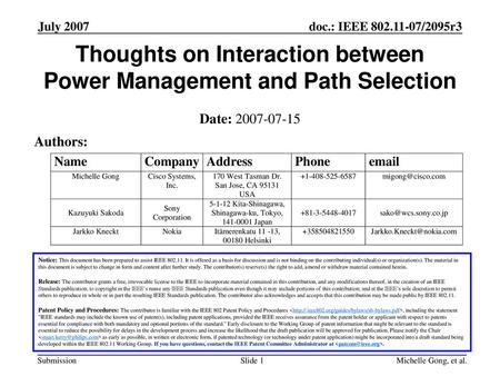 Thoughts on Interaction between Power Management and Path Selection