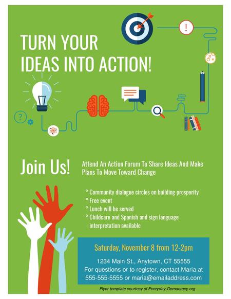 TURN YOUR IDEAS INTO ACTION! Join Us! Saturday, November 8 from 12-2pm