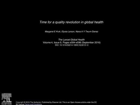 Time for a quality revolution in global health