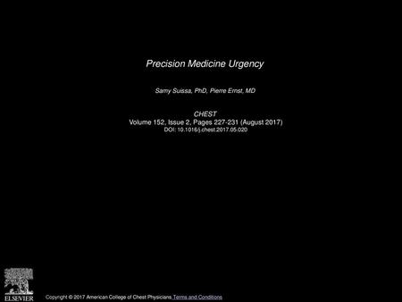 Precision Medicine Urgency