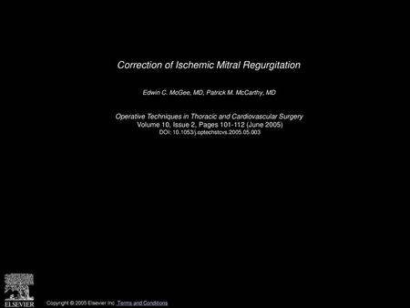 Correction of Ischemic Mitral Regurgitation