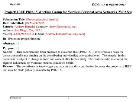 Submission Title: [Proposed project timeline]