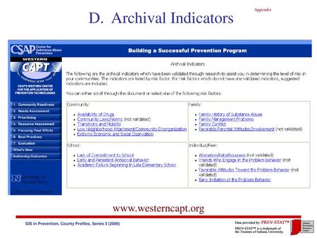 D. Archival Indicators   St. Joseph County, IN