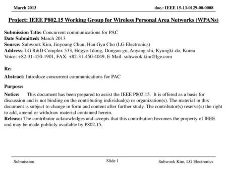 Submission Title: Concurrent communications for PAC