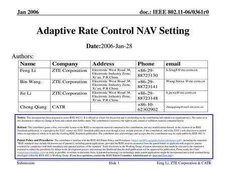 Adaptive Rate Control NAV Setting