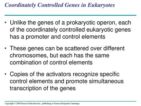 Coordinately Controlled Genes in Eukaryotes