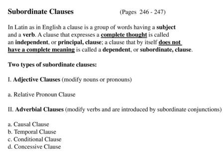 Subordinate Clauses (Pages )