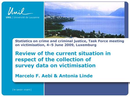 Statistics on crime and criminal justice, Task Force meeting on victimisation, 4–5 June 2009, Luxemburg Review of the current situation in respect of the.