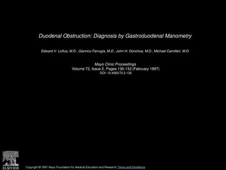 Duodenal Obstruction: Diagnosis by Gastroduodenal Manometry