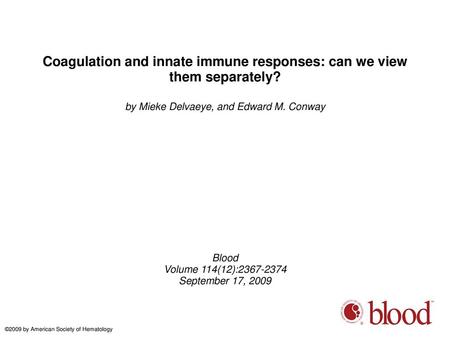 Coagulation and innate immune responses: can we view them separately?