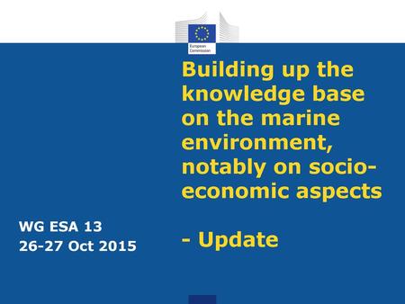 Building up the knowledge base on the marine environment, notably on socio-economic aspects - Update WG ESA 13 26-27 Oct 2015.