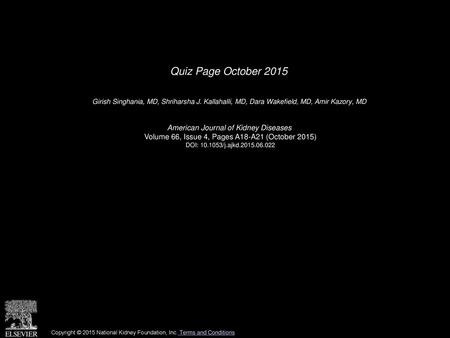 Quiz Page October 2015 American Journal of Kidney Diseases