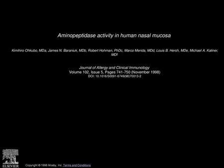 Aminopeptidase activity in human nasal mucosa