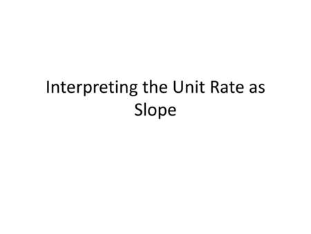 Interpreting the Unit Rate as Slope