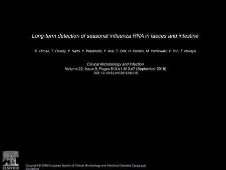 Long-term detection of seasonal influenza RNA in faeces and intestine