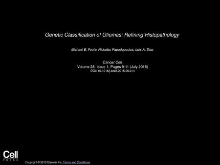 Genetic Classification of Gliomas: Refining Histopathology