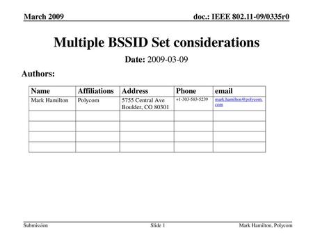 Multiple BSSID Set considerations