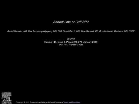 Arterial Line or Cuff BP?