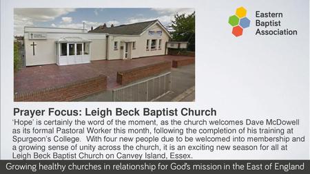 Prayer Focus: Leigh Beck Baptist Church