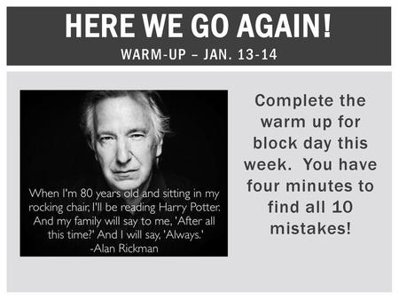 Here we go again! Warm-Up – Jan