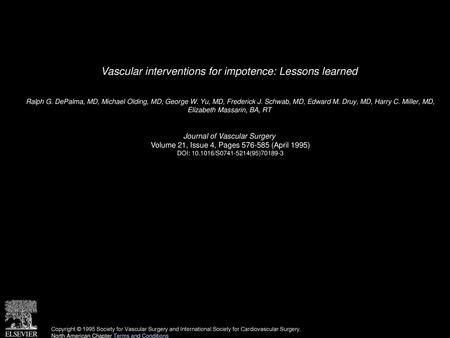 Vascular interventions for impotence: Lessons learned