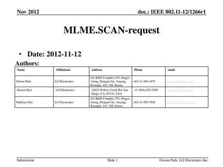 MLME.SCAN-request Date: Authors: Nov 2012 Month Year