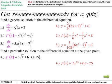 Chapter 4.2 Definite Integral as Geometric Area