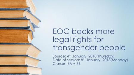 EOC backs more legal rights for transgender people