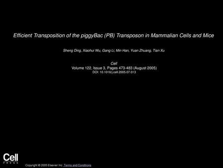 Sheng Ding, Xiaohui Wu, Gang Li, Min Han, Yuan Zhuang, Tian Xu  Cell 