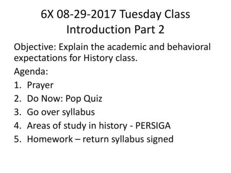 6X Tuesday Class Introduction Part 2