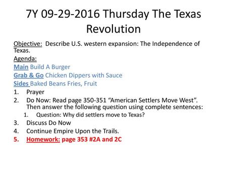 7Y Thursday The Texas Revolution