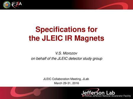 Specifications for the JLEIC IR Magnets