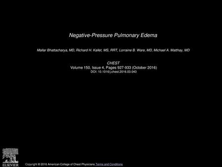 Negative-Pressure Pulmonary Edema