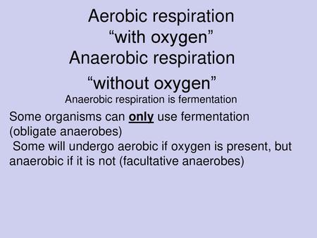 Aerobic respiration “with oxygen”