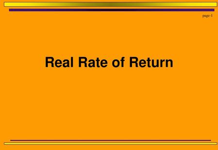 Real Rate of Return.