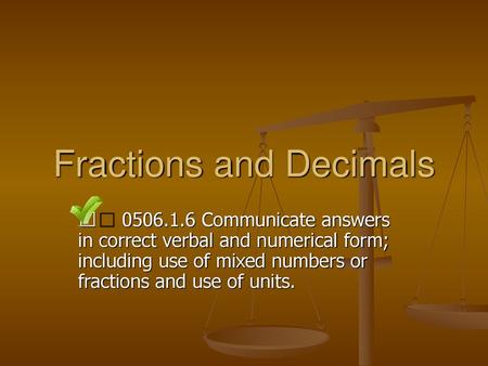 Fractions and Decimals