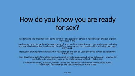 How do you know you are ready for sex?