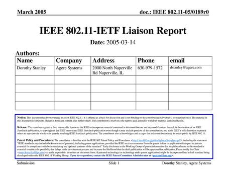 IEEE IETF Liaison Report