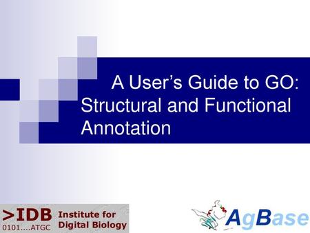 A User’s Guide to GO: Structural and Functional Annotation