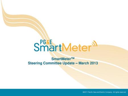 SmartMeterTM Steering Committee Update – March 2013