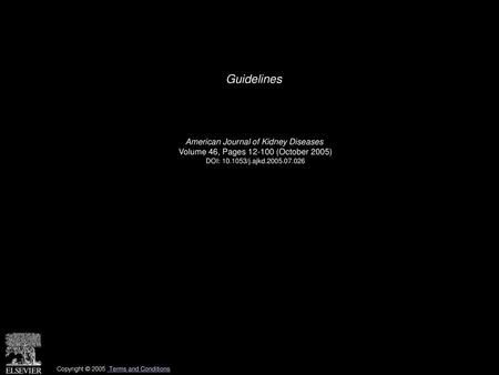 Guidelines American Journal of Kidney Diseases