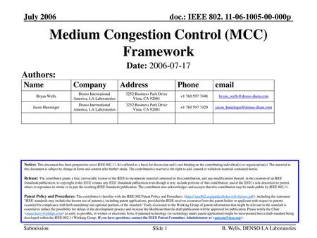 Medium Congestion Control (MCC) Framework