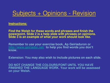 Subjects + Opinions - Revision